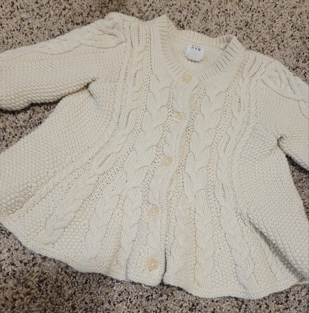 Gap Baby Cable Knit Cotton Button Up Sweater Size 12-18 Months
